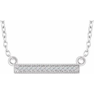 14K White .05 CTW Diamond Bar 16-18" Necklace - Siddiqui Jewelers