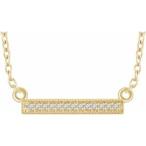 14K Yellow .05 CTW Diamond Bar 16-18" Necklace - Siddiqui Jewelers