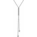 14K White 1/10 CTW Diamond Bar Y 16-18" Necklace - Siddiqui Jewelers