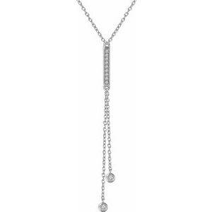 14K White 1/10 CTW Diamond Bar Y 16-18" Necklace - Siddiqui Jewelers