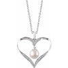 Sterling Silver Freshwater Cultured Pearl & 1/6 CTW Diamond Heart 16-18" Necklace - Siddiqui Jewelers