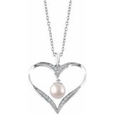 Sterling Silver Freshwater Cultured Pearl & 1/6 CTW Diamond Heart 16-18" Necklace - Siddiqui Jewelers