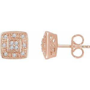 14K Rose 1/10 CTW Diamond Cluster Earrings - Siddiqui Jewelers