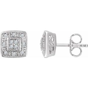 14K White 1/10 CTW Diamond Cluster Earrings - Siddiqui Jewelers