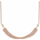 14K Rose 1/4 CTW Diamond Twisted Bar 16-18" Necklace - Siddiqui Jewelers