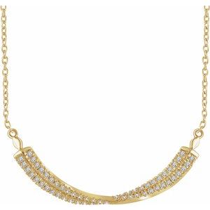 14K Yellow 1/4 CTW Diamond Twisted Bar 16-18" Necklace - Siddiqui Jewelers