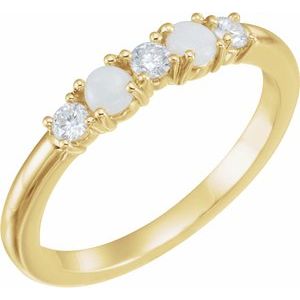 14K Yellow Opal & 1/5 CTW Diamond Stackable Ring - Siddiqui Jewelers