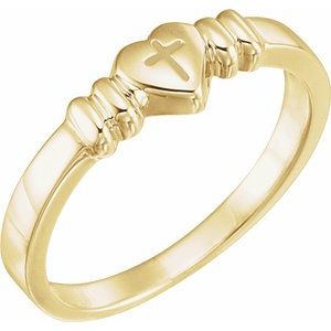 14K Yellow Heart & Cross Chastity Ring Size 7-Siddiqui Jewelers