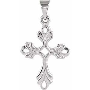 14K White 19.5x15 mm Design Cross Pendant - Siddiqui Jewelers