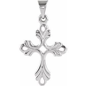 Sterling Silver 24.5x17 mm Design Cross Pendant - Siddiqui Jewelers