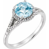 14K White 1/5 CTW Diamond & Sky Blue Topaz Ring - Siddiqui Jewelers