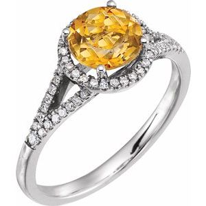 14K White 1/5 CTW Diamond & Citrine Ring - Siddiqui Jewelers