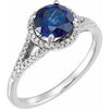 14K White Lab-Created Blue Sapphire & 1/6 CTW Diamond Ring - Siddiqui Jewelers