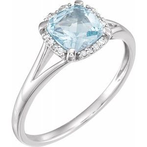 14K White Sky Blue Topaz & .05 CTW Diamond Ring - Siddiqui Jewelers