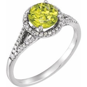 14K White Peridot & 1/5 CTW Diamond Ring - Siddiqui Jewelers