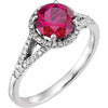 14K White Lab-Created Ruby & 1/6 CTW Diamond Ring - Siddiqui Jewelers