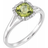 14K White Peridot & .05 CTW Diamond Ring - Siddiqui Jewelers