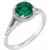 14K White Lab-Created Emerald & 1/6 CTW Diamond Ring - Siddiqui Jewelers