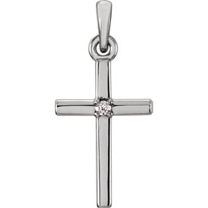 14K White 19.2x9 mm .01 CTW Diamond Cross Pendant - Siddiqui Jewelers