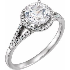 14K White Lab-Created White Sapphire & 1/6 CTW Diamond Ring - Siddiqui Jewelers