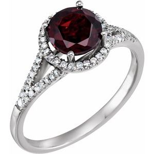 14K White Mozambique Garnet & 1/6 CTW Diamond Ring - Siddiqui Jewelers