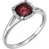 14K White Mozambique Garnet & .05 CTW Diamond Ring - Siddiqui Jewelers