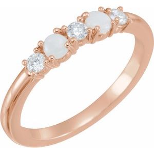 14K Rose Opal & 1/5 CTW Diamond Stackable Ring - Siddiqui Jewelers