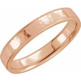 14K Rose 6 mm Flat Band with Hammer Finish & Milgrain  Size 10 - Siddiqui Jewelers