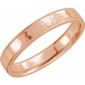 14K Rose 6 mm Flat Band with Hammer Finish & Milgrain  Size 10 - Siddiqui Jewelers