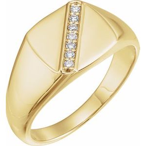 14K Yellow 1/10 CTW Diamond 12 mm Square Signet Ring - Siddiqui Jewelers
