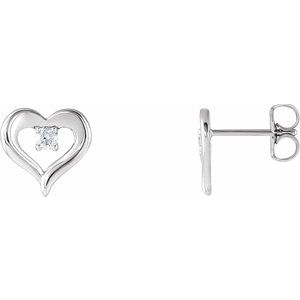 14K White 1/10 CTW Diamond Heart Stud Earrings - Siddiqui Jewelers