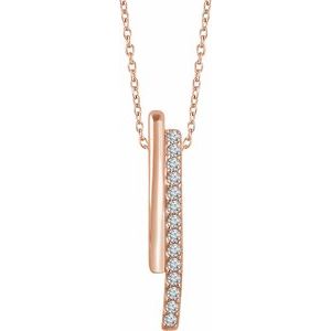 14K Rose 1/5 CTW Diamond 16-18" Bar Necklace - Siddiqui Jewelers