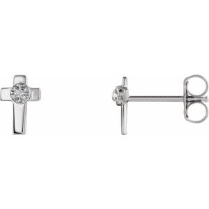 14K White 7x5 mm .01 CTW Diamond Cross Earrings - Siddiqui Jewelers