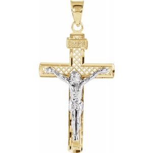 14K Yellow & White 31x19.75 mm Crucifix Pendant - Siddiqui Jewelers