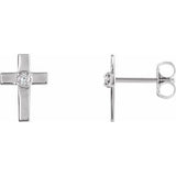 14K White 10x6 mm .04 CTW Diamond Cross Earrings - Siddiqui Jewelers