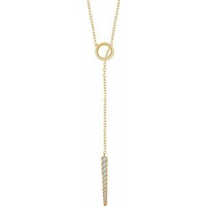 14K Yellow 1/6 CTW Diamond Circle & Bar "Y" 16-18" Necklace - Siddiqui Jewelers