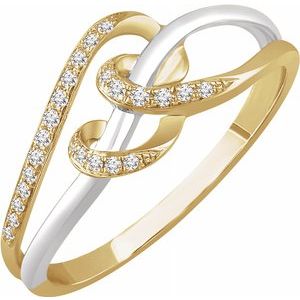 14K White & Yellow 1/10 CTW Diamond Negative Space Ring - Siddiqui Jewelers