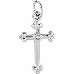 14K White .004 CTW Diamond 14x11 mm Cross Pendant - Siddiqui Jewelers