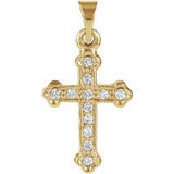 14K Yellow 16x11.5 mm 1/8 CTW Diamond Cross Pendant - Siddiqui Jewelers