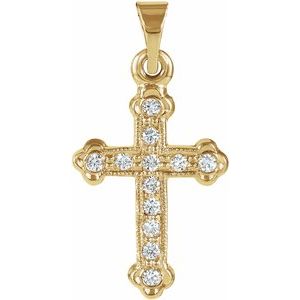 14K Yellow 16x11.5 mm 1/8 CTW Diamond Cross Pendant - Siddiqui Jewelers