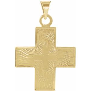 14K Yellow 20.5x18 mm Greek Cross Pendant - Siddiqui Jewelers