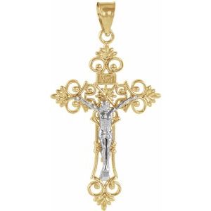 14K Yellow/White 34.25x22 mm Crucifix Pendant - Siddiqui Jewelers