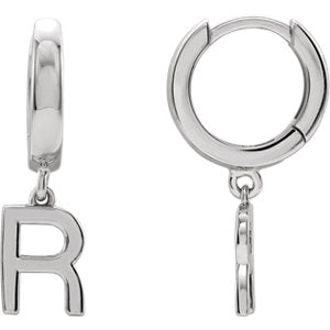 Sterling Silver Initial R Earring - Siddiqui Jewelers