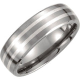 Titanium & Sterling Silver Inlay 7 mm Satin Finish Band Size 11 - Siddiqui Jewelers