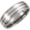 Titanium & Sterling Silver Inlay 7 mm Satin Finish Band Size 10.5 - Siddiqui Jewelers