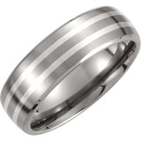 Titanium & Sterling Silver Inlay 7 mm Satin Finish Band Size 12 - Siddiqui Jewelers