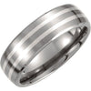 Titanium & Sterling Silver Inlay 7 mm Satin Finish Band Size 10 - Siddiqui Jewelers