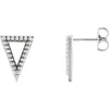 14K White Beaded Triangle Earrings - Siddiqui Jewelers