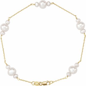 14K Yellow Freshwater Cultured Pearl 7.5" Bracelet - Siddiqui Jewelers