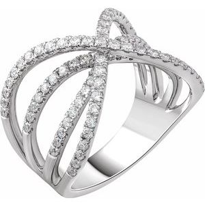 14K White 9/10 CTW Diamond Criss-Cross Ring - Siddiqui Jewelers